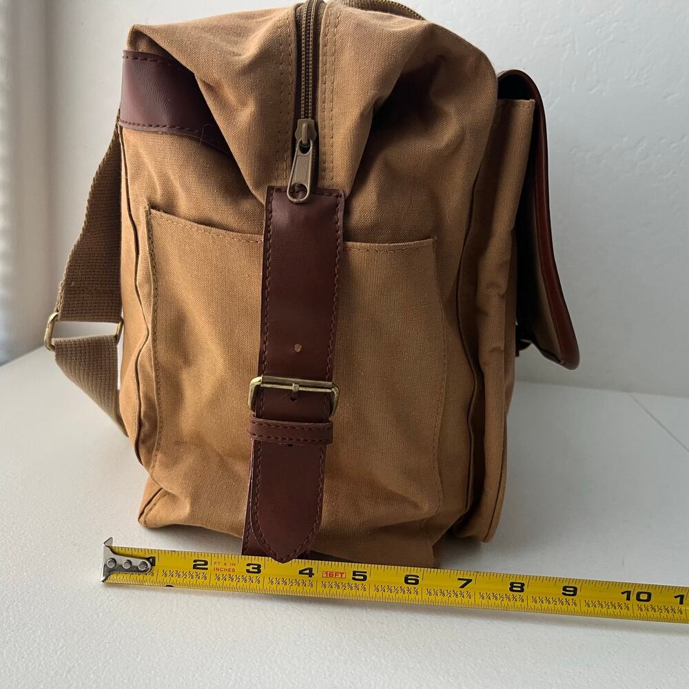Vintage Ralph Lauren Canvas Crossbody Safari Messenger Bag Tan Neutral Old Money - Picture 14 of 16